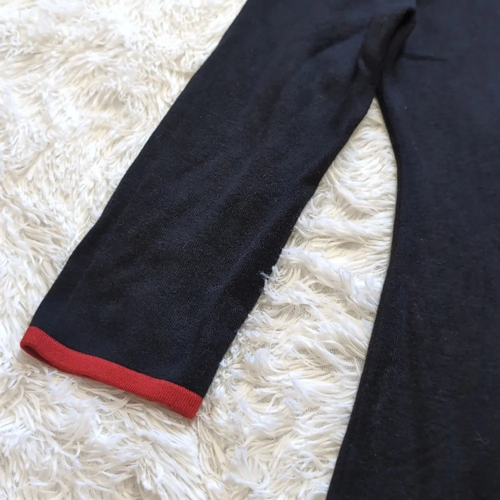 NWT JH Black Knit A Line Sweater Dress With Contrast Striped Hems Size Medium